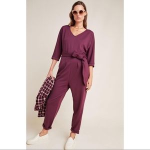 Anthropologie Sutton Ponte Maroon Jumpsuit L